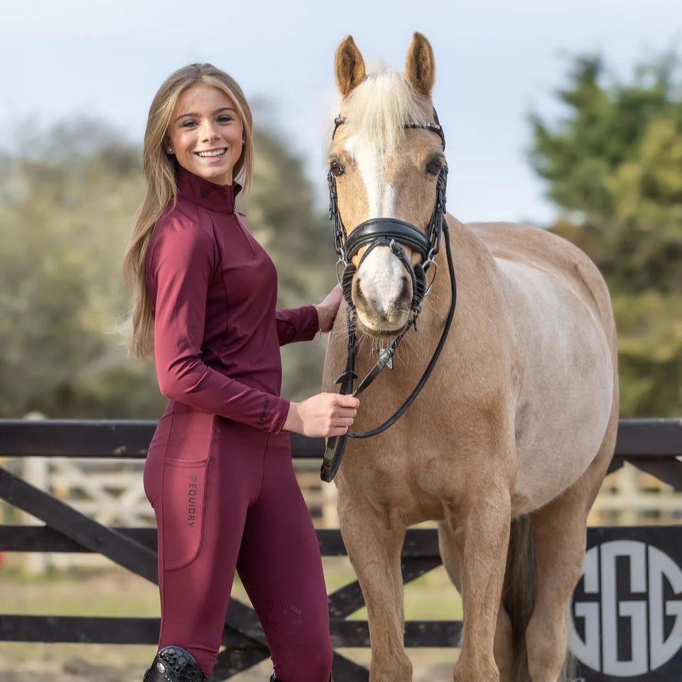 EQUIDRY Children's Water Repellent Base Layer #colour_plum-black