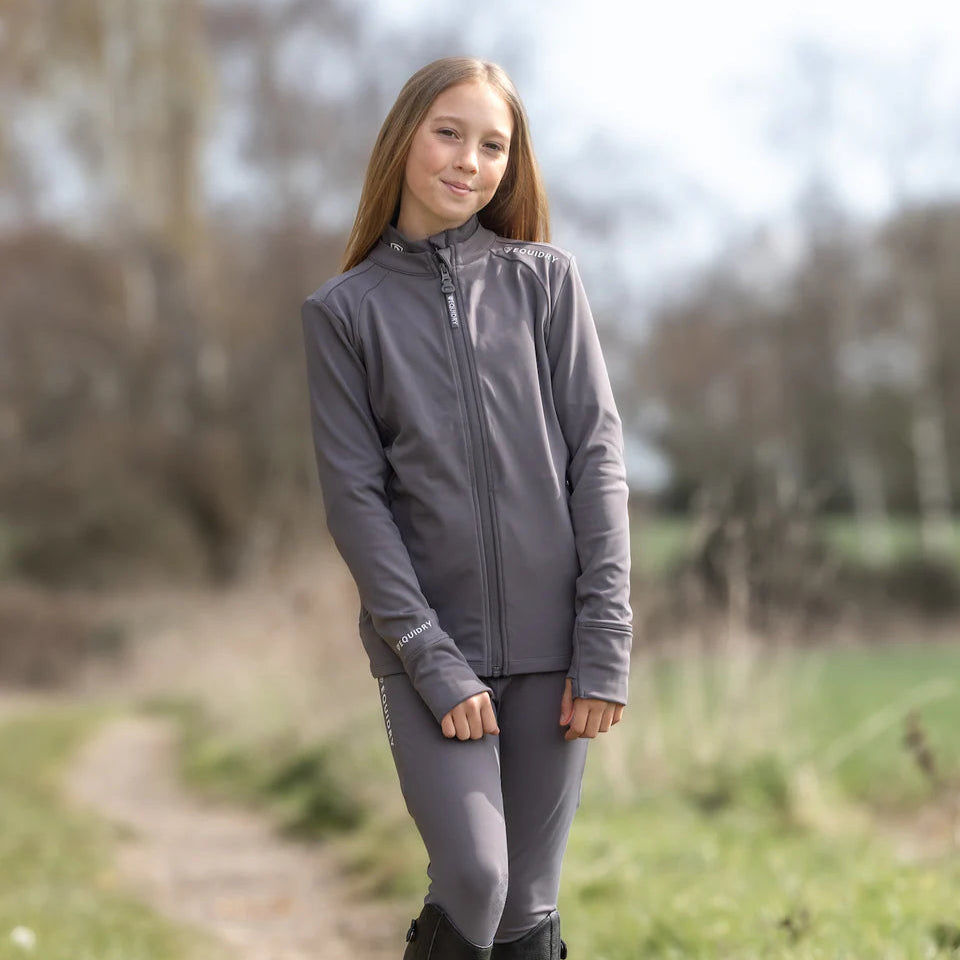 EQUIDRY Children's Water Repellent Zip up Top #colour_grey-white