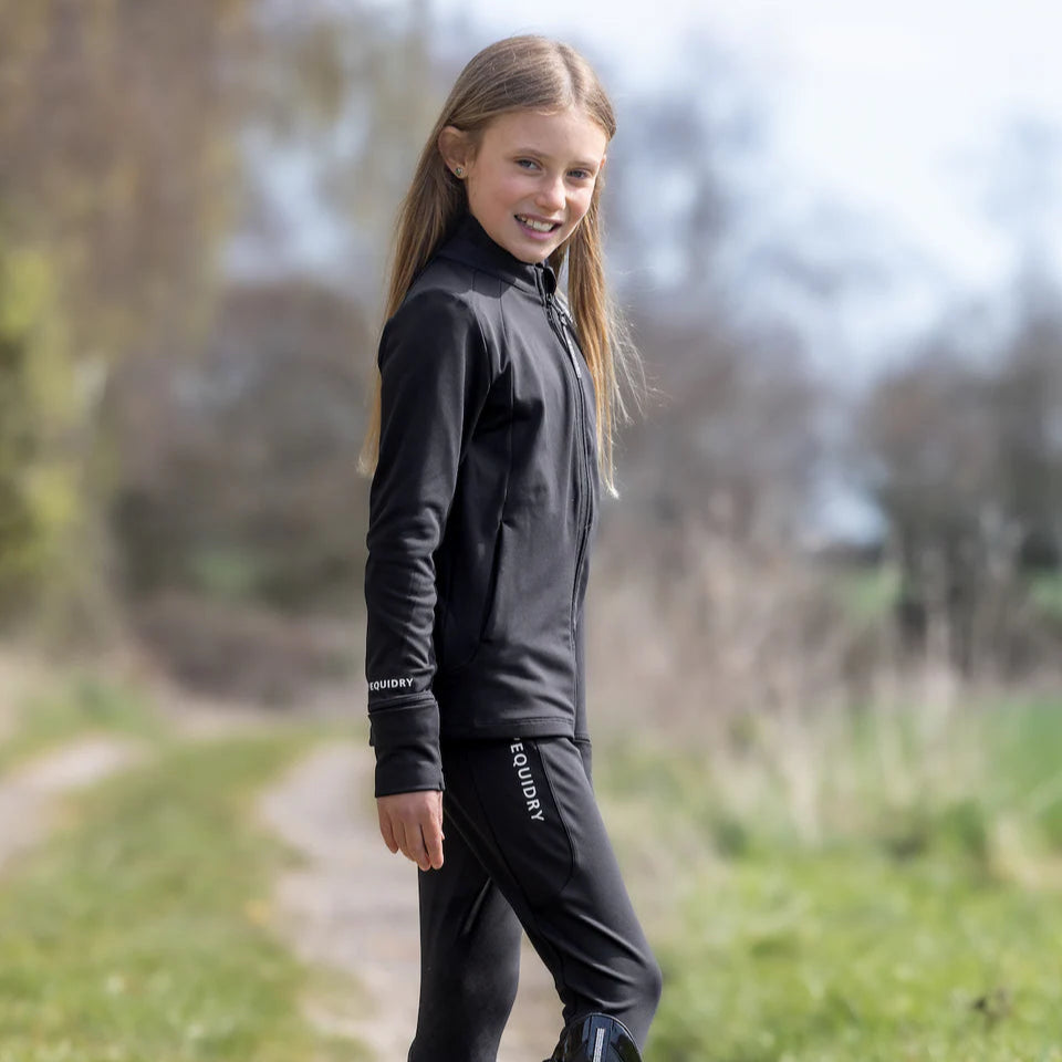EQUIDRY Children's Water Repellent Zip up Top #colour_black-white