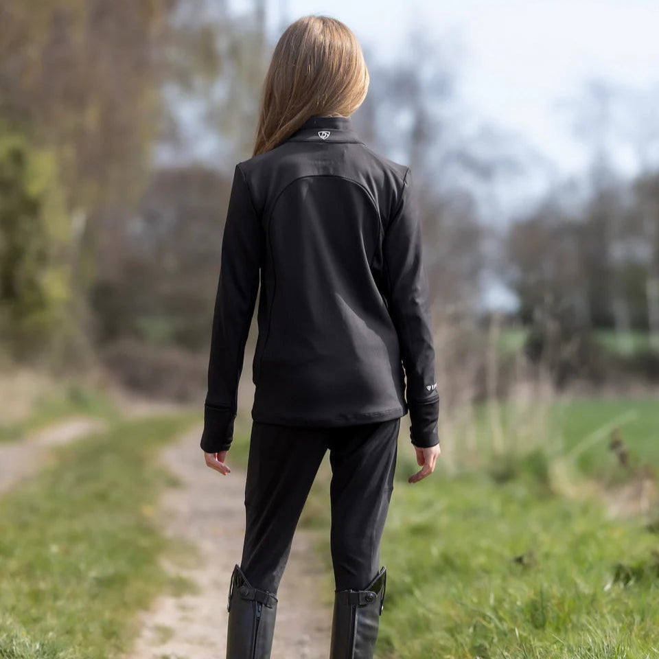 EQUIDRY Children's Water Repellent Zip up Top #colour_black-white