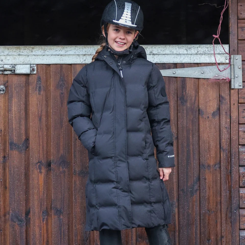 EQUIDRY Girl's Thora Waterproof Riding Puffer #colour_black