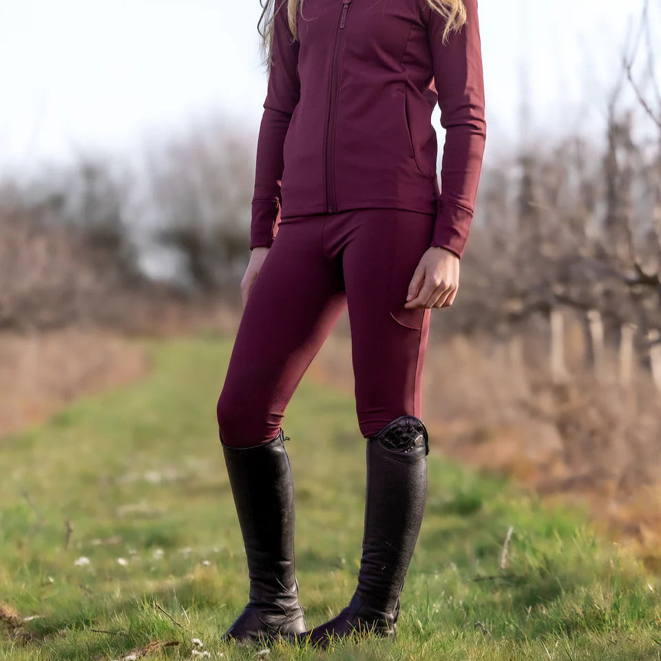 EQUIDRY Children's Water Repellent Leggings #colour_plum-black