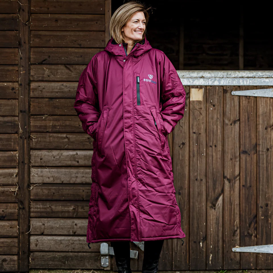 EQUIDRY Women's Thick Fleece Evolution Fixed Hood #colour_plum-navy