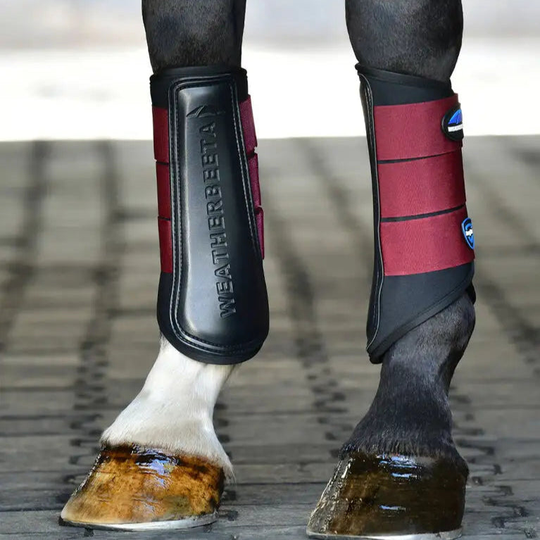 Weatherbeeta Tough-Tec Prime Brushing Boots #colour_black-maroon