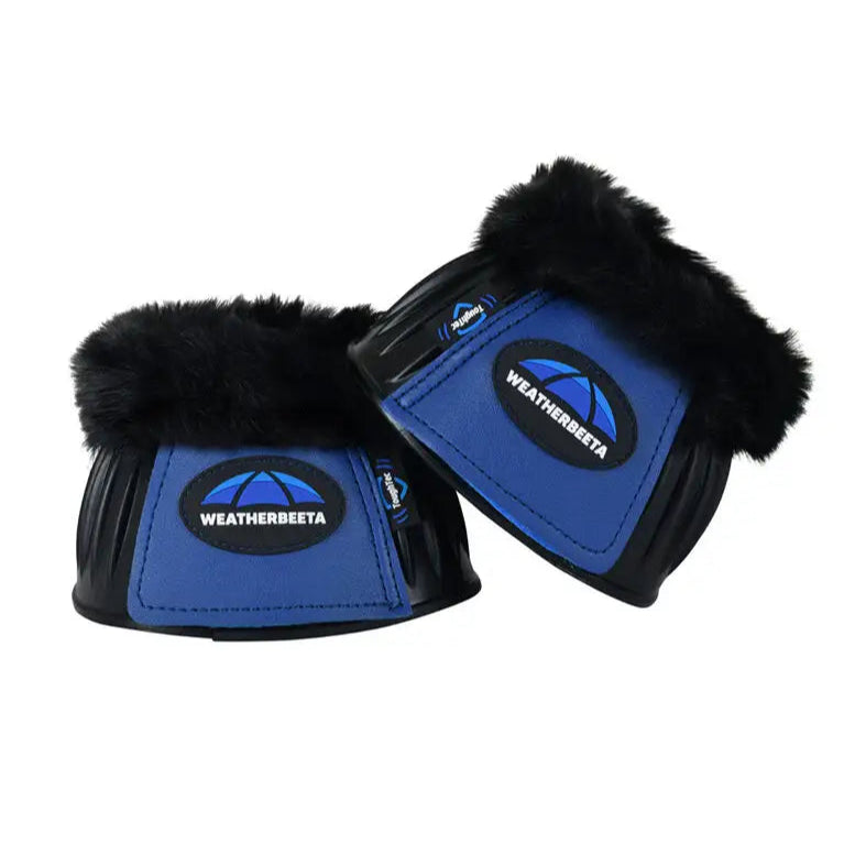 Weatherbeeta Tough-Tec Prime Fleece Trim Rubber Bell Boots #colour_black-royal-blue