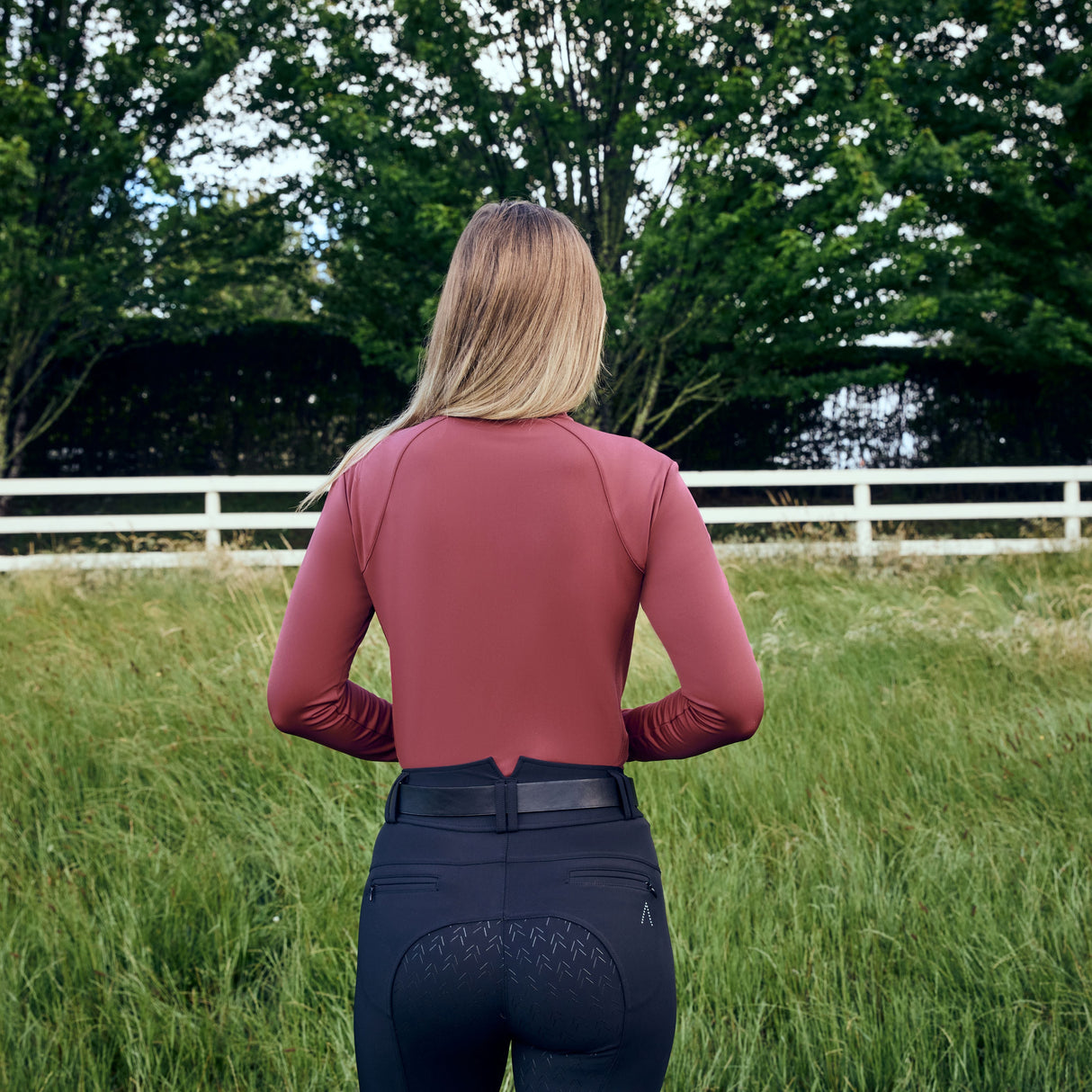 Dublin Ladies Brushed Long Sleeve Riding Top #colour_cabernet