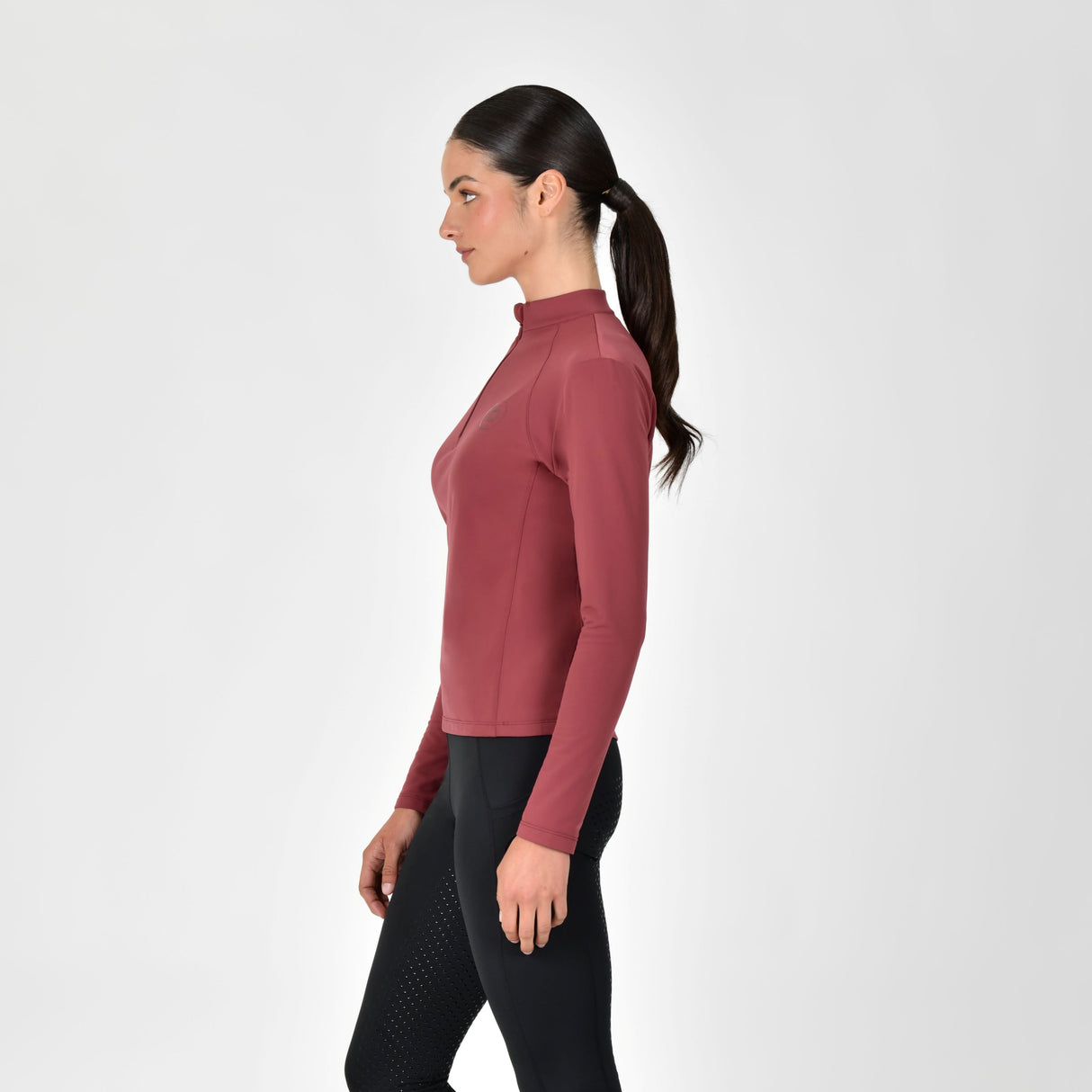 Dublin Ladies Brushed Long Sleeve Riding Top #colour_cabernet