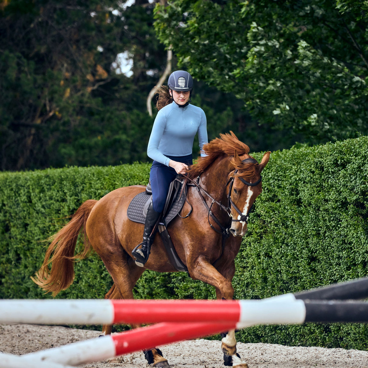 Dublin Ladies Breathable Long Sleeve Riding Top #colour_blue-fog