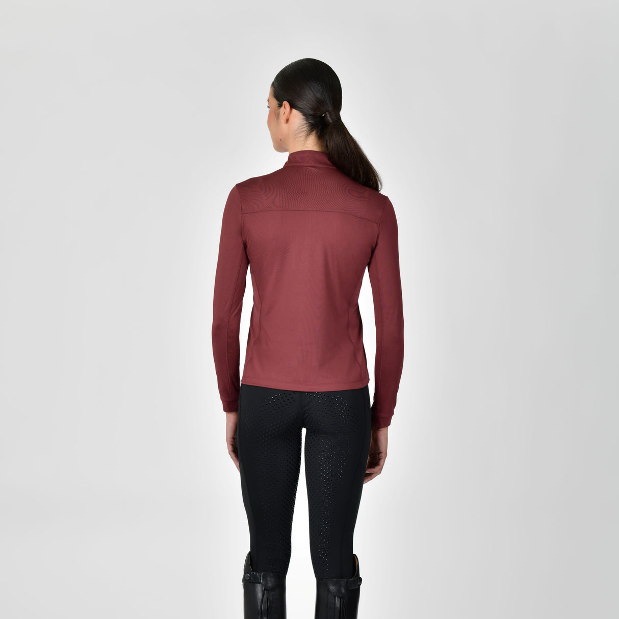 Dublin Ladies Breathable Long Sleeve Riding Top #colour_cabernet