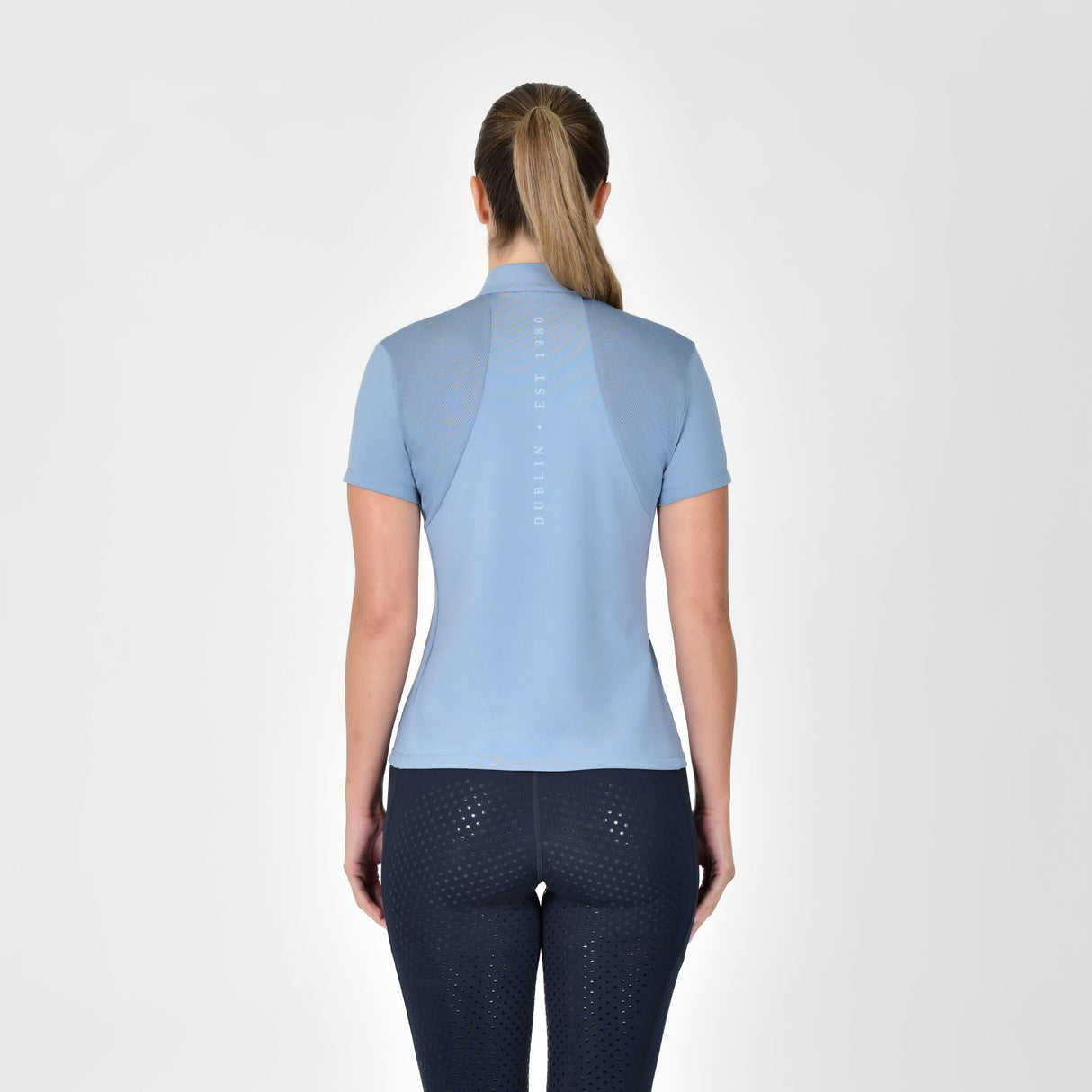 Dublin Ladies 1/4 Zip Breathable Short Sleeve Top #colour_blue-fog