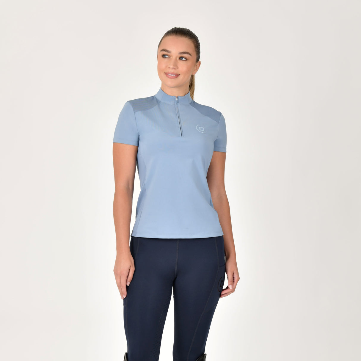 Dublin Ladies 1/4 Zip Breathable Short Sleeve Top #colour_blue-fog