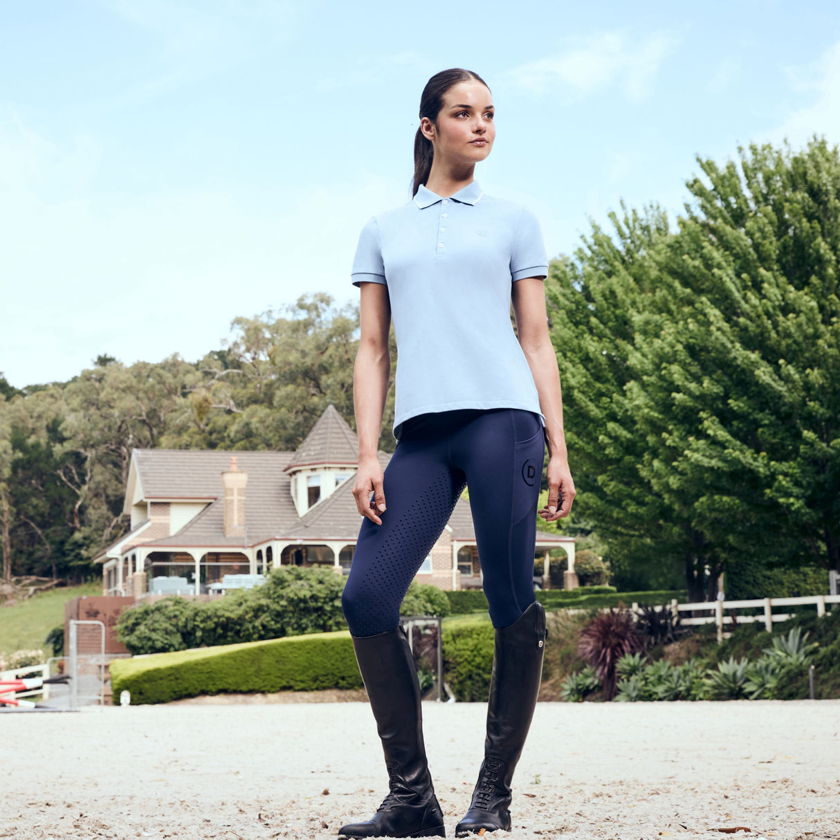 Dublin Ladies Cotton Pique Short Sleeve Polo #colour_blue-fog