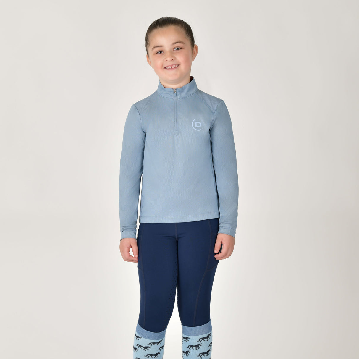 Dublin Children's Breathable Long Sleeve Riding Top #colour_blue-fog