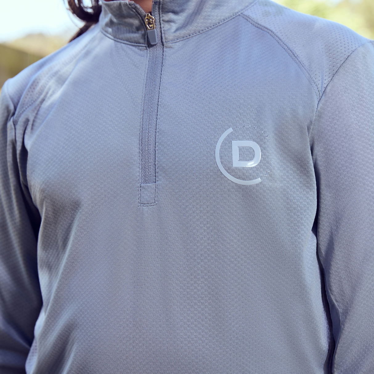 Dublin Children's Breathable Long Sleeve Riding Top #colour_blue-fog