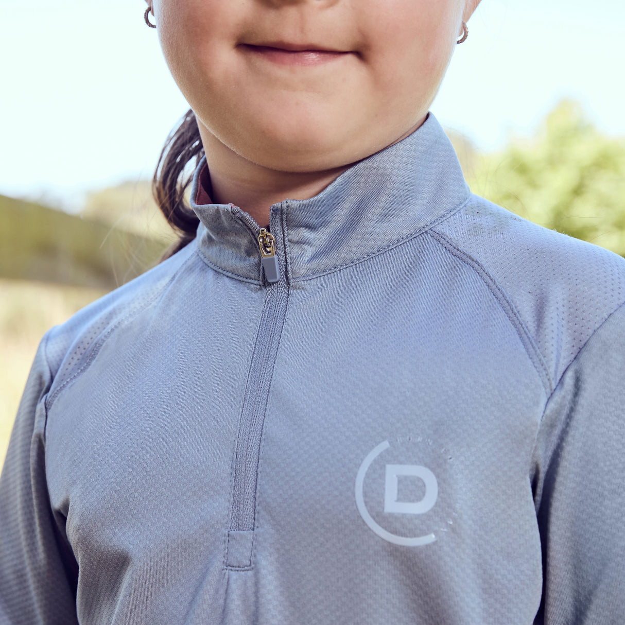 Dublin Children's Breathable Long Sleeve Riding Top #colour_blue-fog