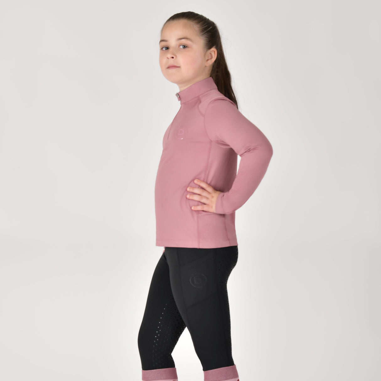 Dublin Children's Breathable Long Sleeve Riding Top #colour_dusty-rose