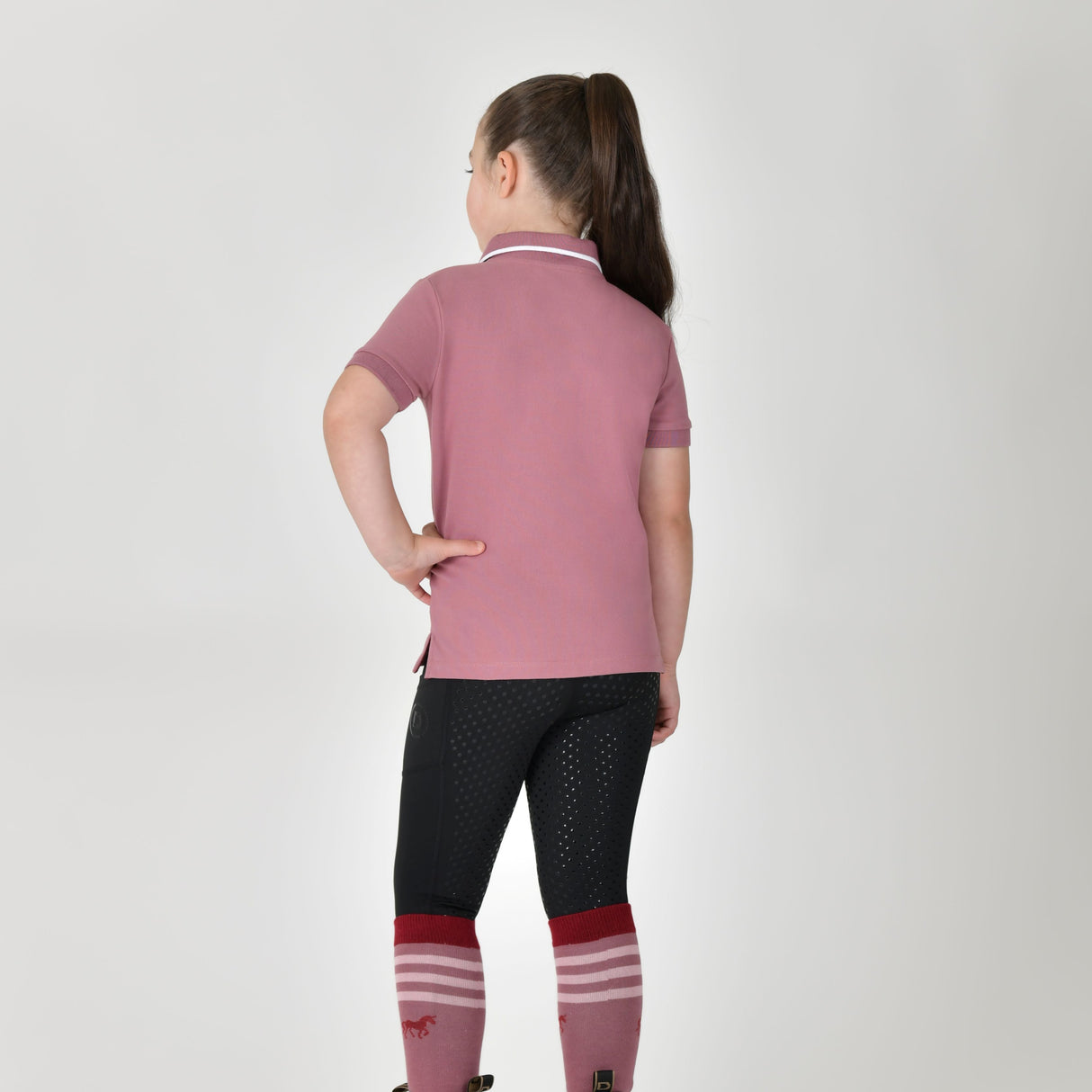 Dublin Children's Cotton Pique Short Sleeve Polo #colour_dusty-rose