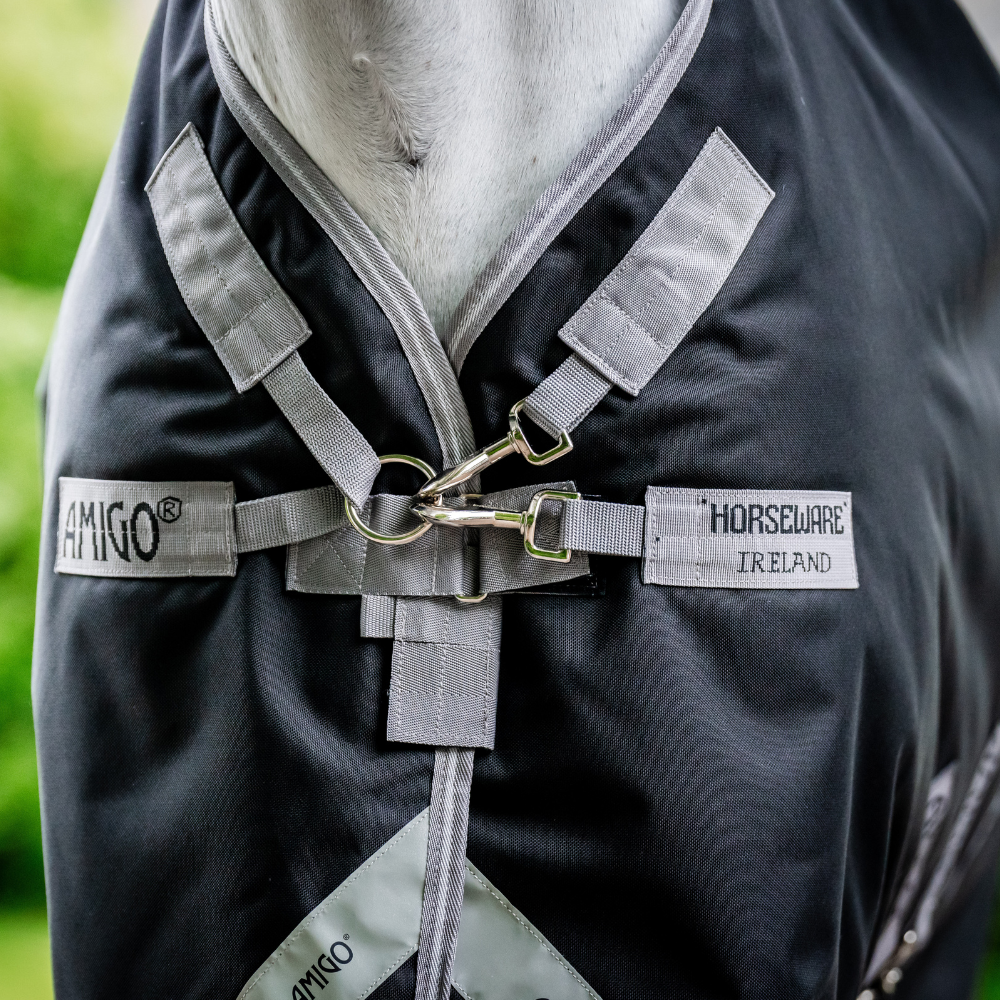 Horseware Ireland Amigo 1200D 0g Turnout Rug #colour_black-titanium-grey-silver