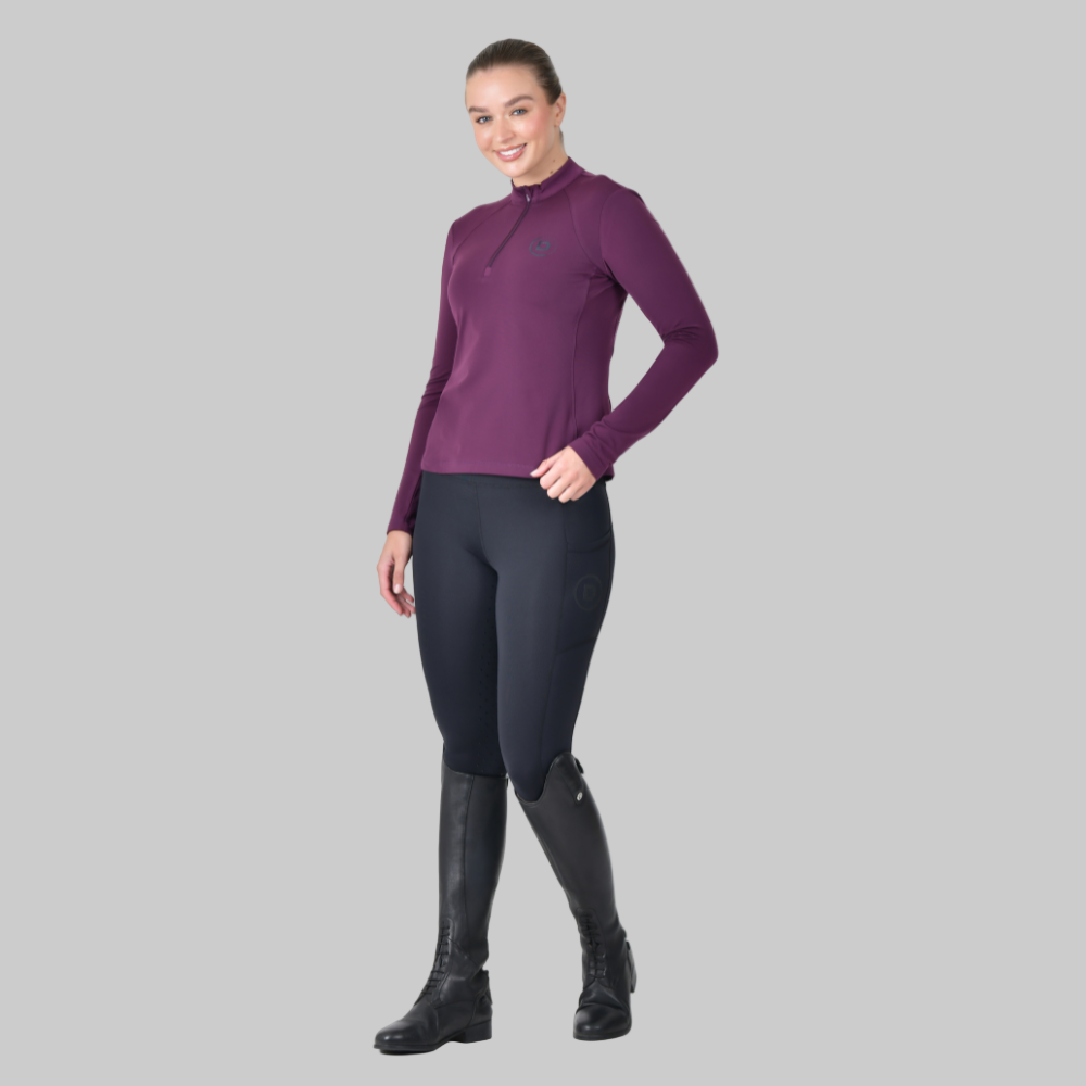Dublin Ladies Brushed Long Sleeve Riding Top #colour_purple-violet