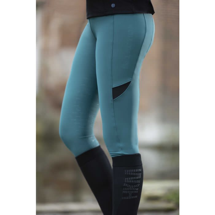 HKM Ladies Full Seat Riding Tights -Port Royal #colour_petrol