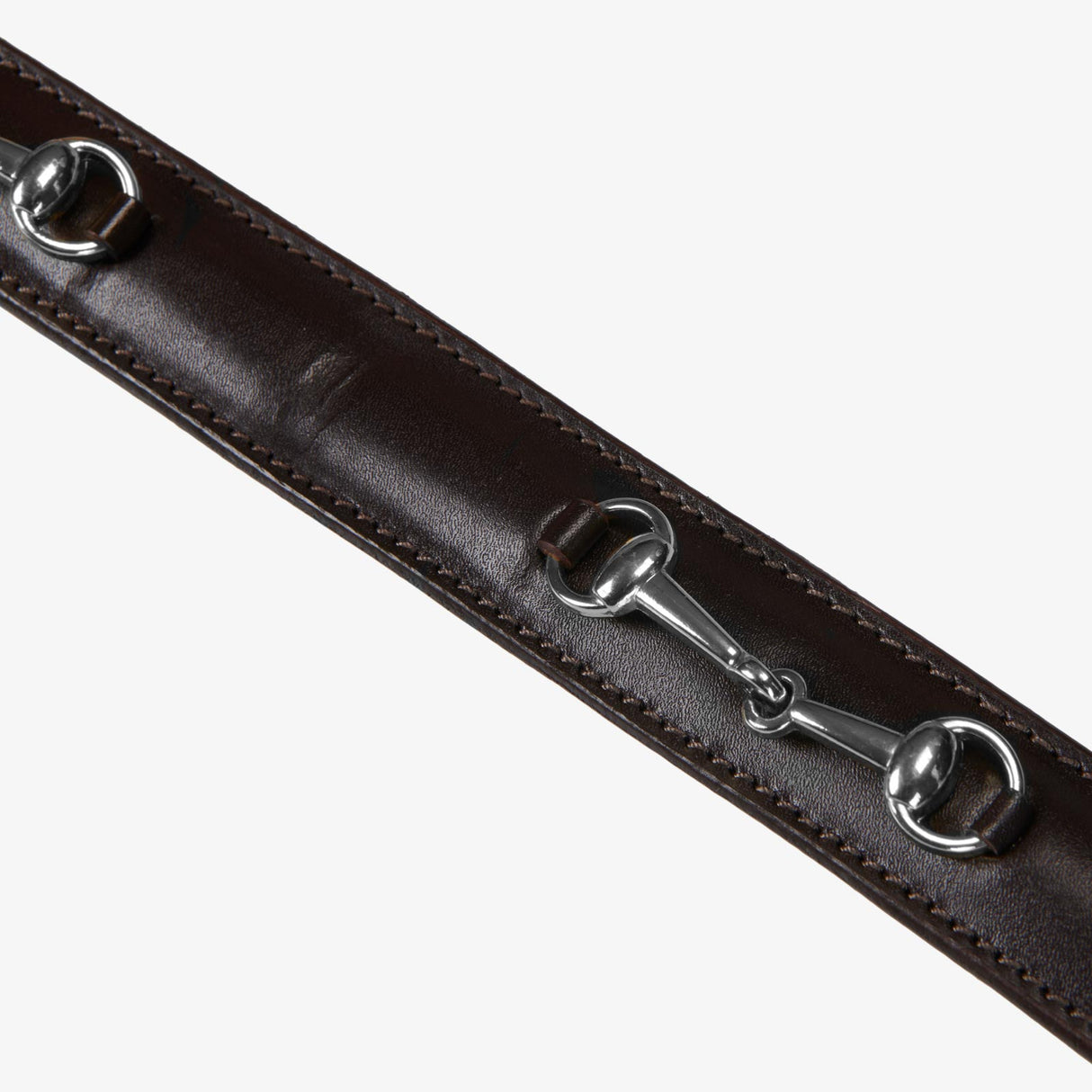 Equestro Leather Belt With Snaffle Bits #colour_brown-silver