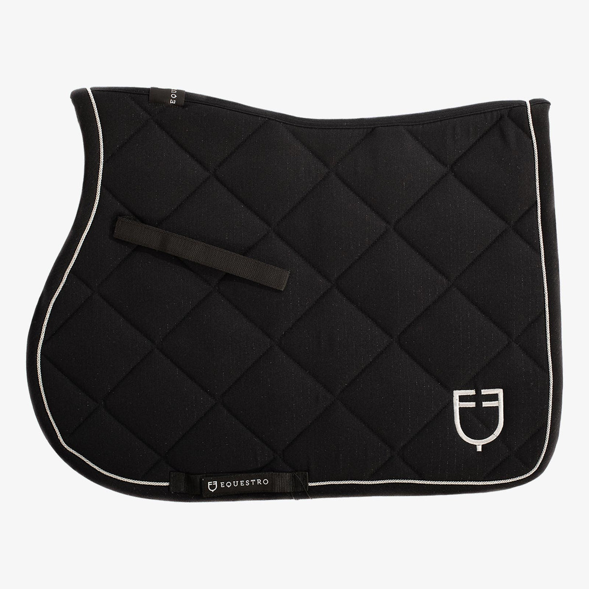 Equestro Pony Jumping Saddle Pad In Cotton With Logo #colour_black