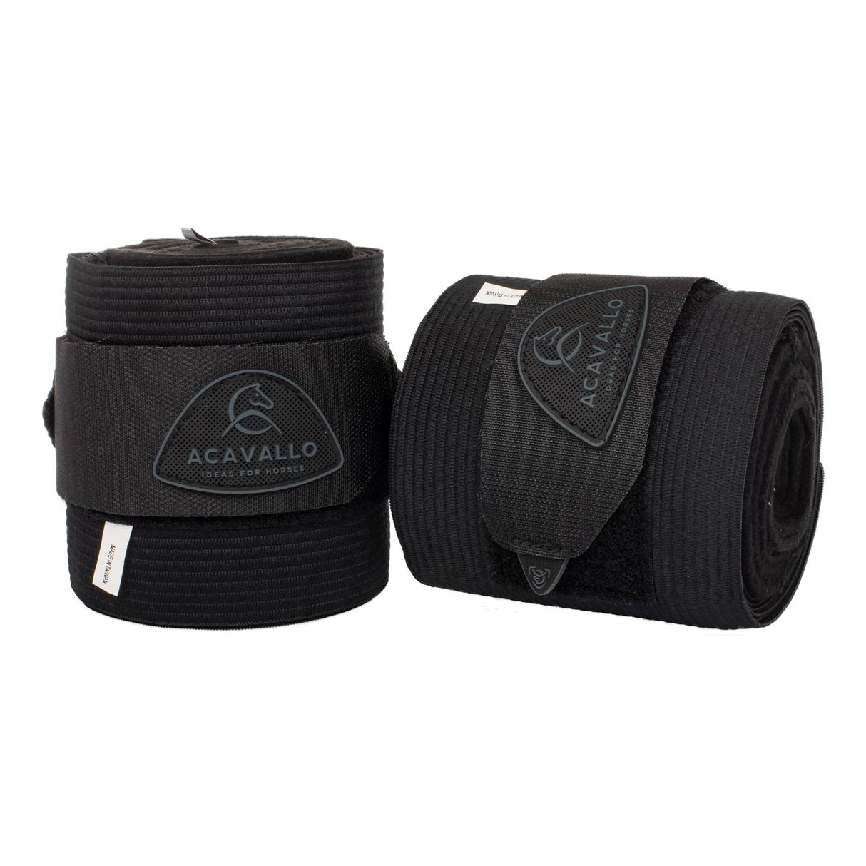 Acavallo Elasticated Exercise Bandages Fleece #colour_black