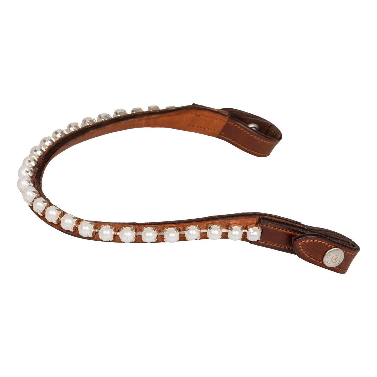 Acavallo Browband Calfskin & Pearls #colour_cognac-white