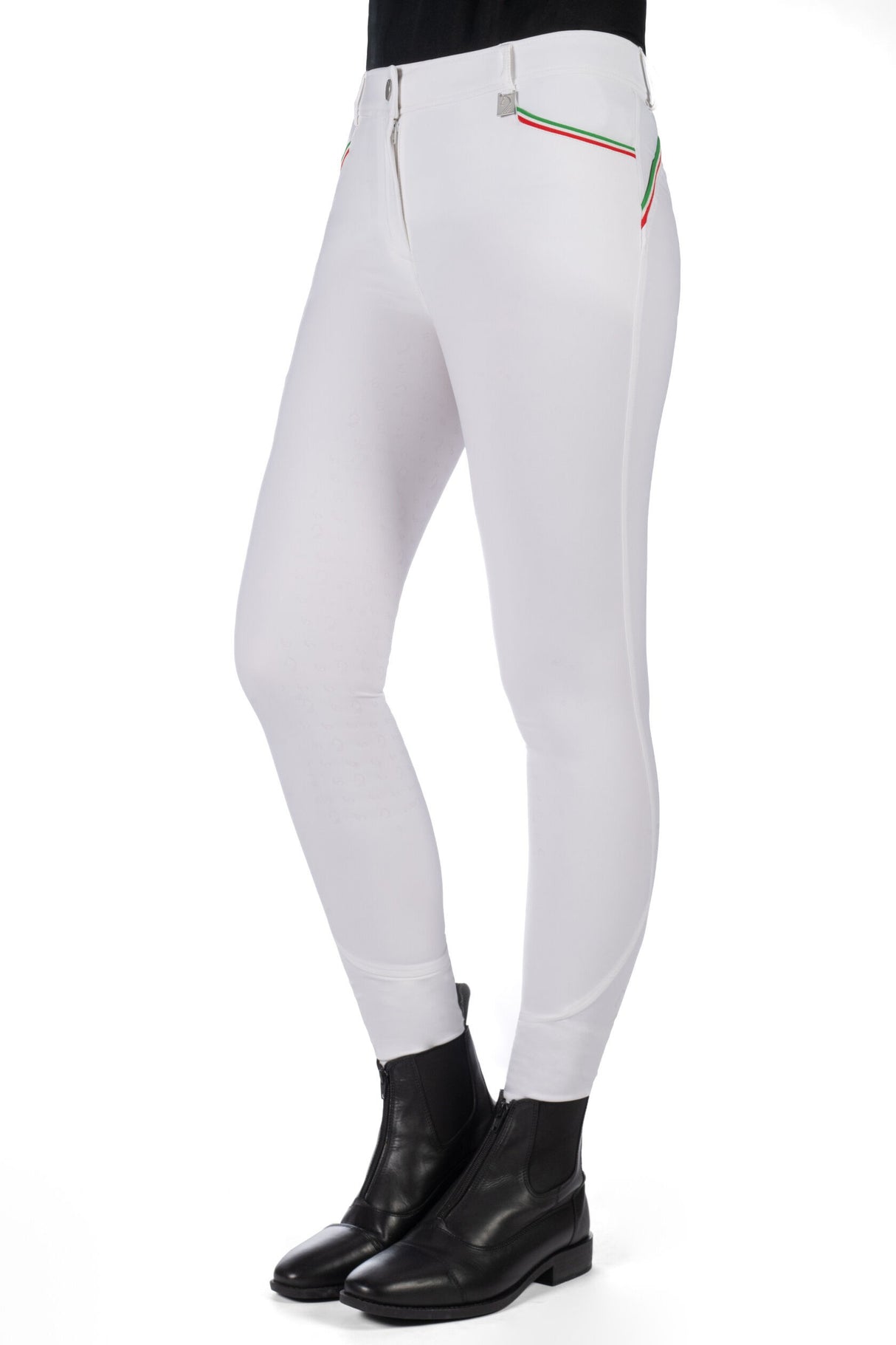 HKM Ladies Silicone Full Grip Riding Breeches -Livigno Sportive- #colour_white