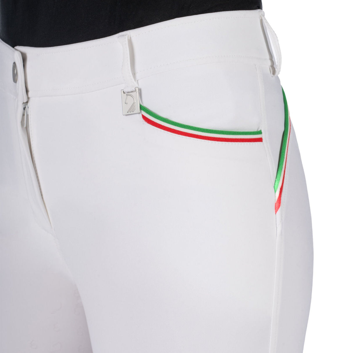 HKM Ladies Silicone Full Grip Riding Breeches -Livigno Sportive- #colour_white