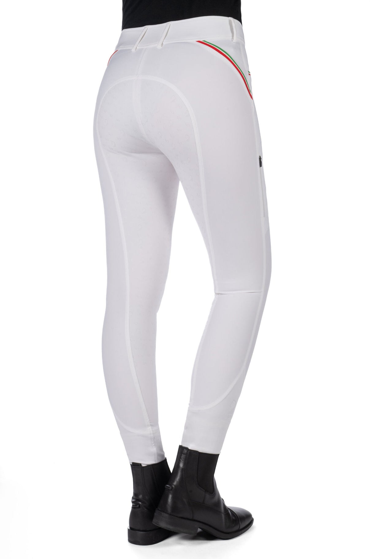 HKM Ladies Silicone Full Grip Riding Breeches -Livigno Sportive- #colour_white