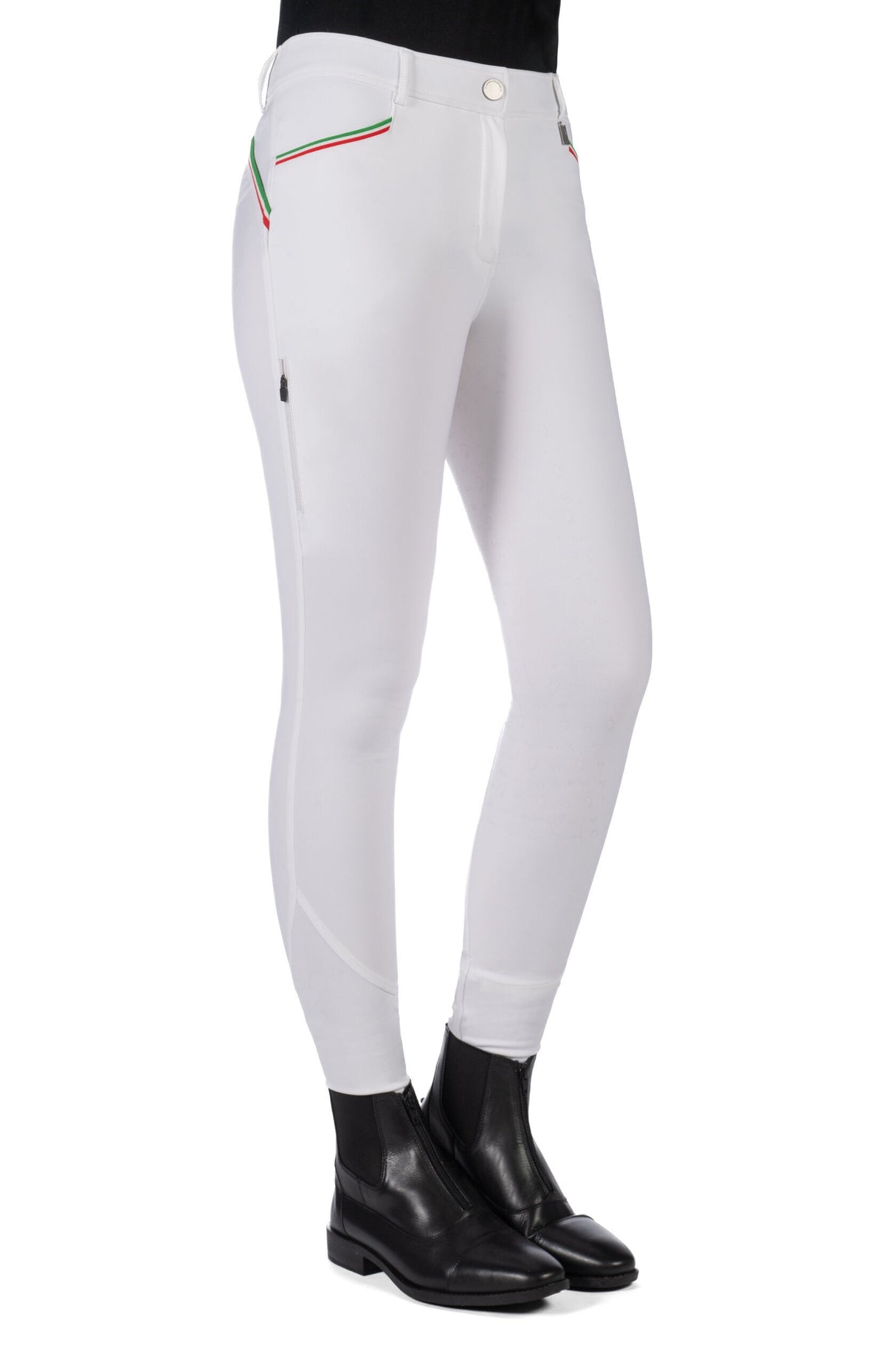 HKM Ladies Silicone Full Grip Riding Breeches -Livigno Sportive- #colour_white