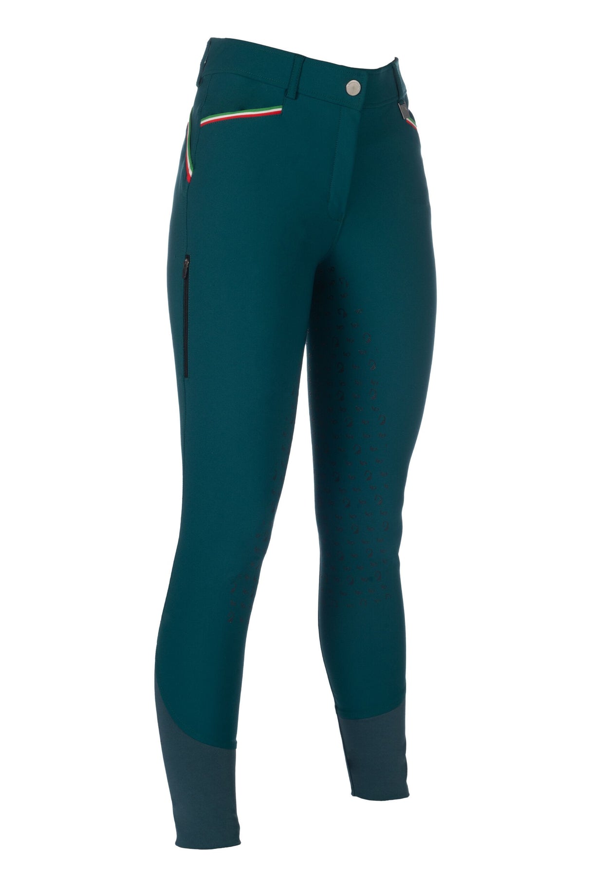 HKM Ladies Silicone Full Grip Riding Breeches -Livigno Sportive- #colour_deep-green