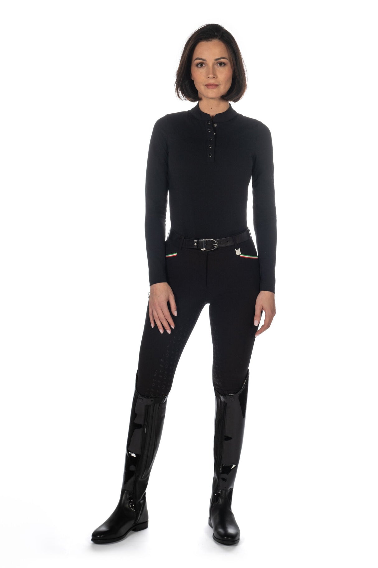 HKM Ladies Silicone Full Grip Riding Breeches -Livigno Sportive- #colour_black