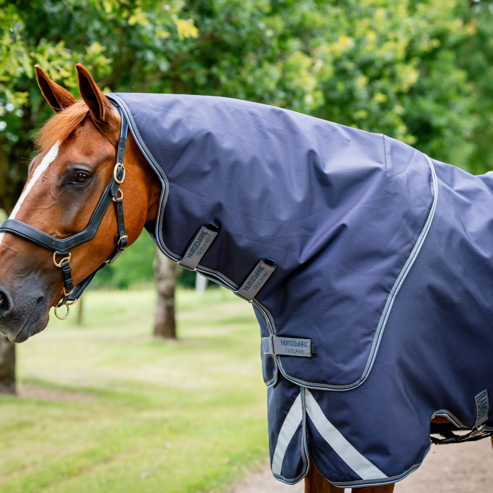 Horseware Ireland Rambo Duo Ripstop 100g Plus Turnout Bundle (100g + 200g) #colour_navy-thunderstorm-grey-silver
