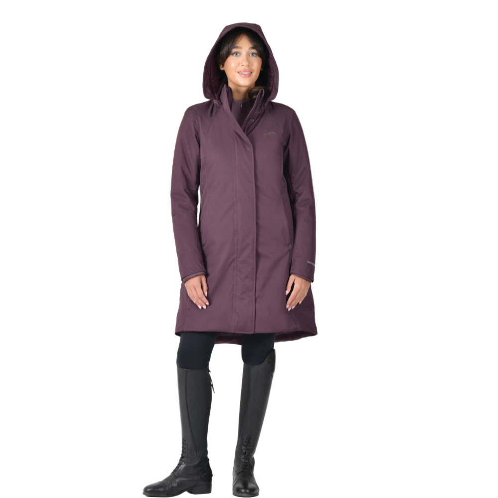 Weatherbeeta Ladies All Purpose Waterproof Longline Equestrian Jacket #colour_mulberry