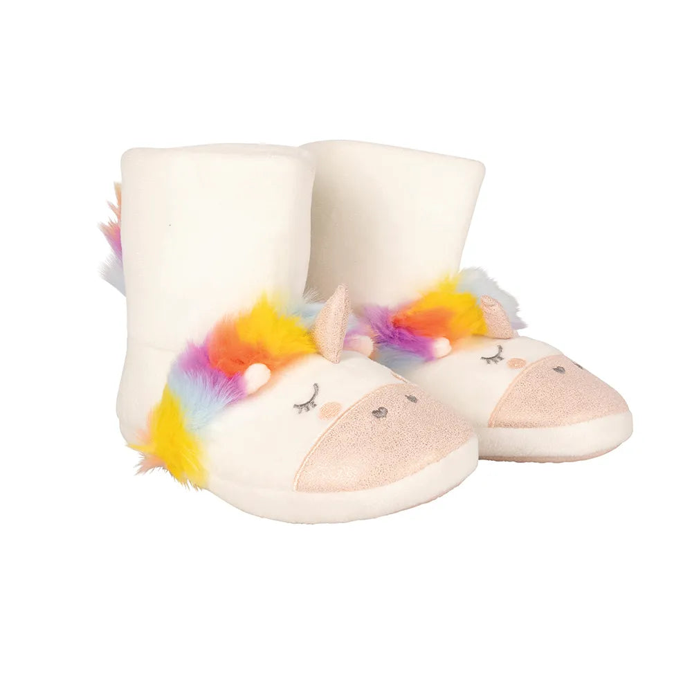 Unicorn Boot Slippers by Little Rider #colour_white-rainbow