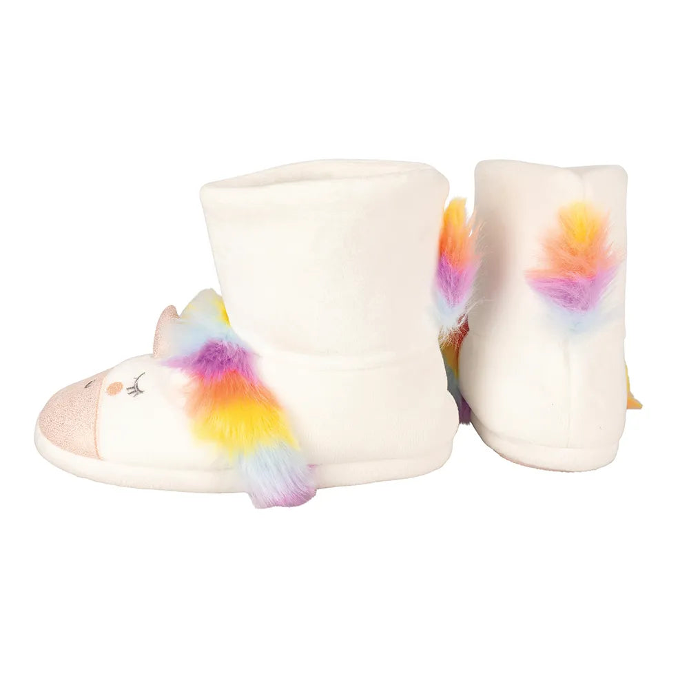 Unicorn Boot Slippers by Little Rider #colour_white-rainbow