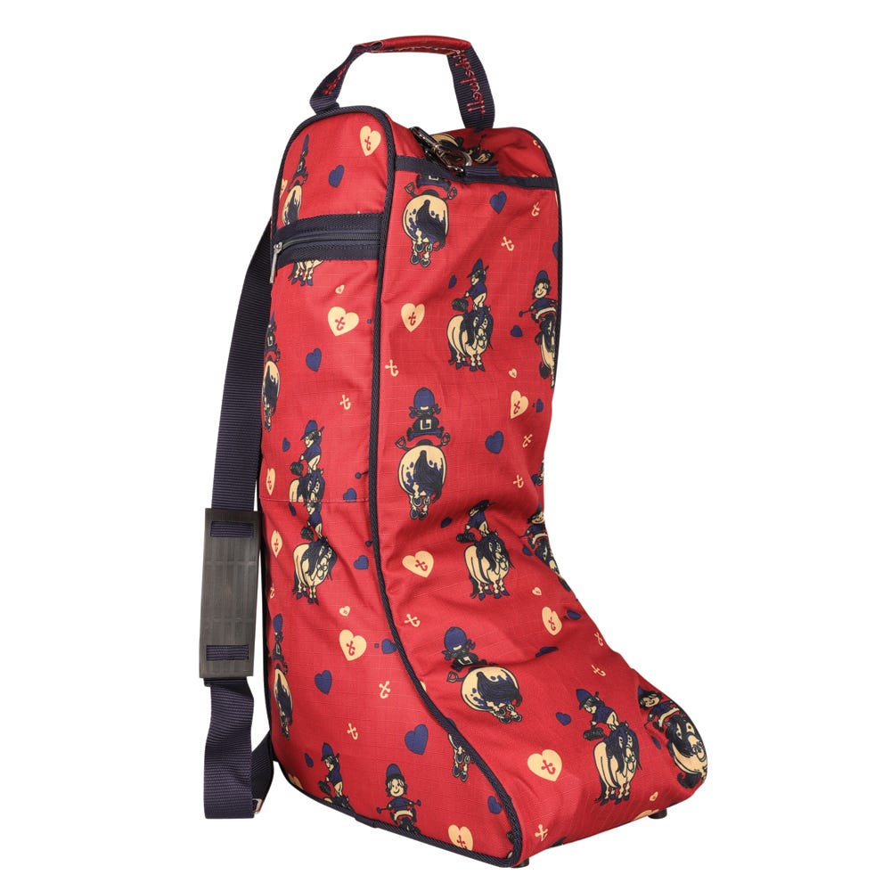 Hy Equestrian Thelwell Collection Balancing Act Boot Bag #colour_red-navy