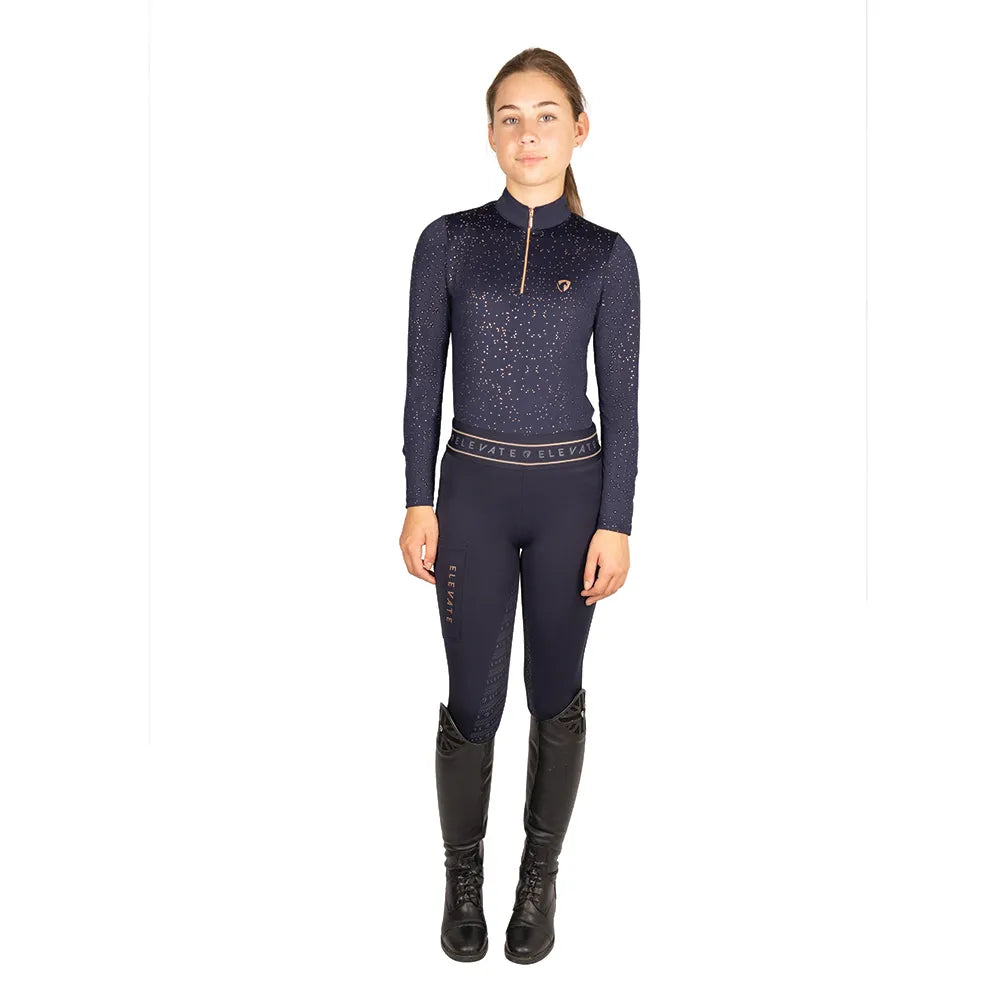 Hy Equestrian Elevate Allure Mizs Riding Tights #colour_navy-rose-gold