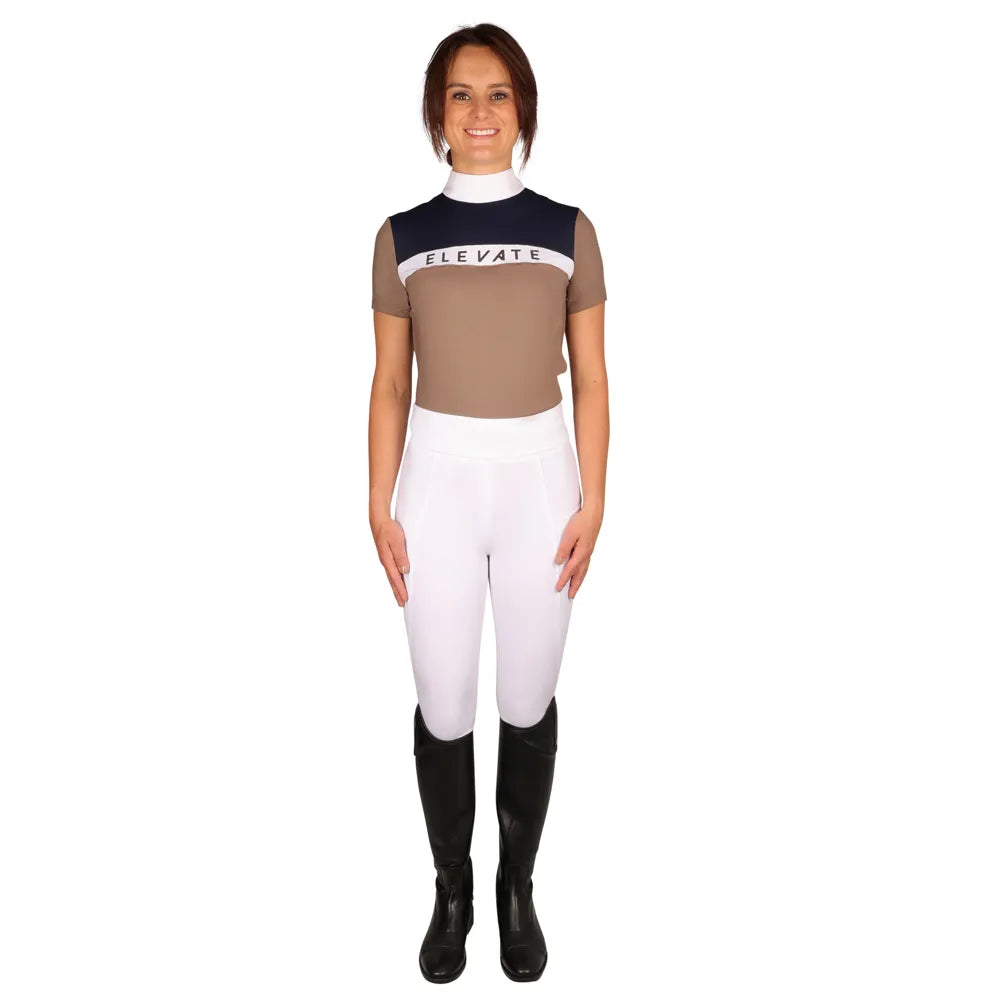 Hy Equestrian Ladies Elevate Allure Show Shirt #colour_navy-fossil-white