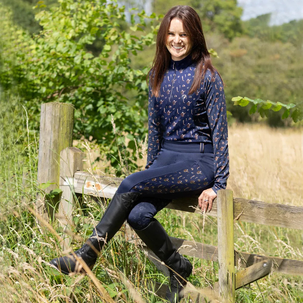 Hy Equestrian Ladies Elevate Country Riding Tights #colour_navy
