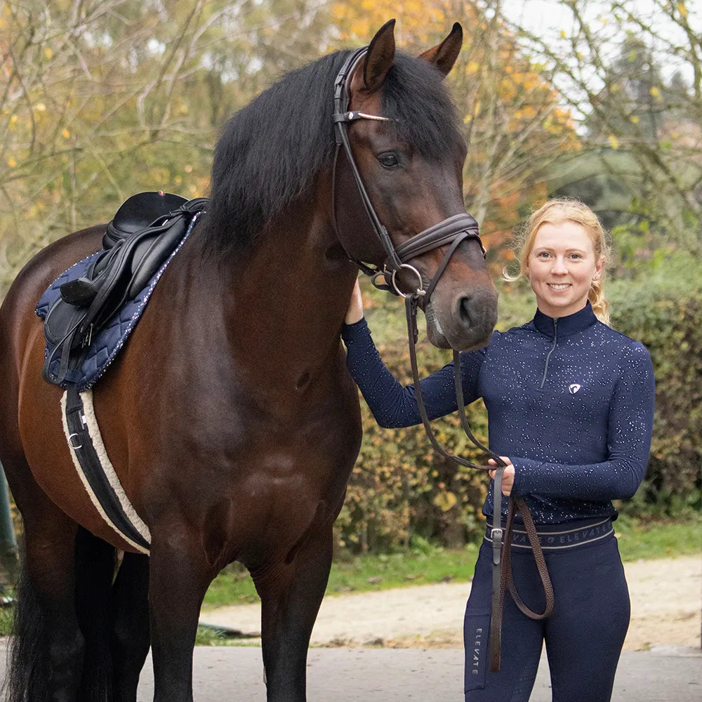 Hy Equestrian Ladies Elevate Allure Base Layer #colour_navy-gun-metal-grey
