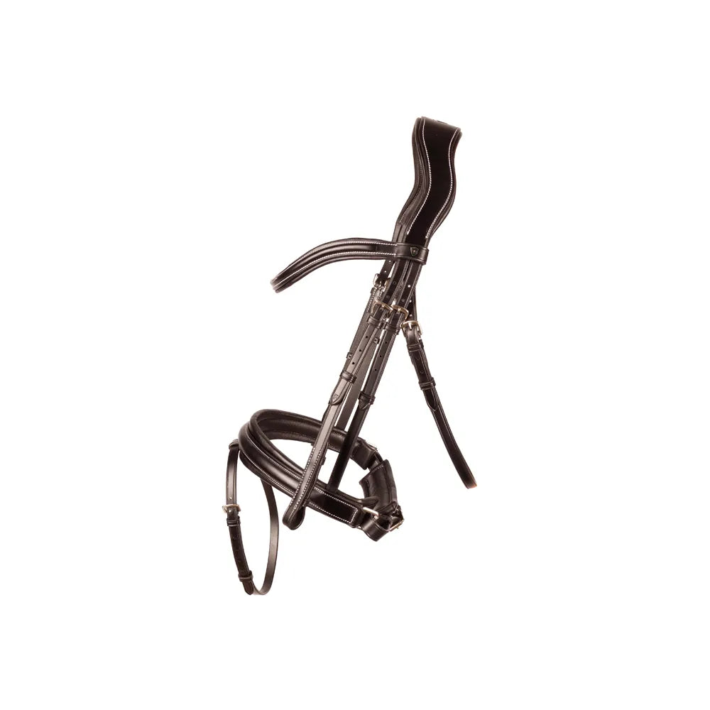 ProPresicce Pelle Crank Leather Bridle by Hy Equestrian #colour_brown-brass