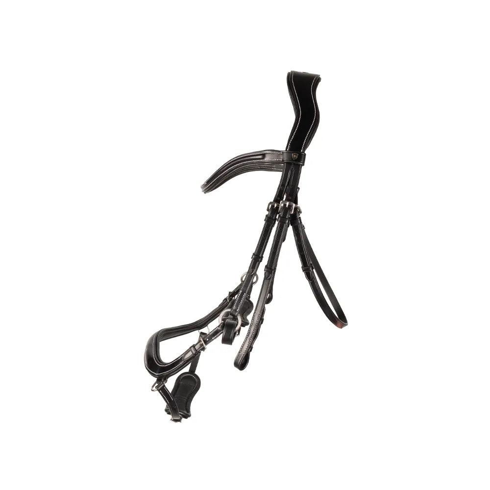 ProPresicce Pelle Drop Leather Bridle by Hy Equestrian #colour_black-silver