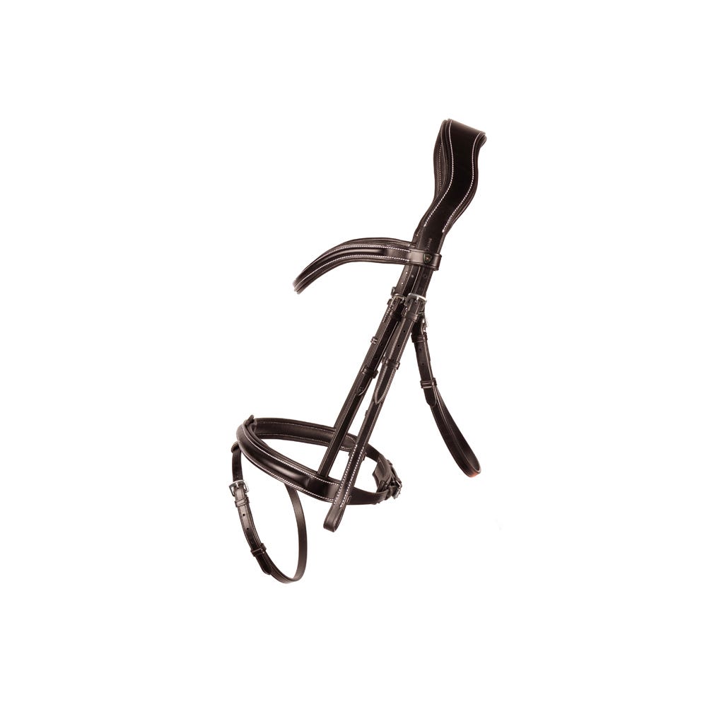 ProPresicce Pelle Raised Flash Leather Bridle by Hy Equestrian #colour_brown-silver