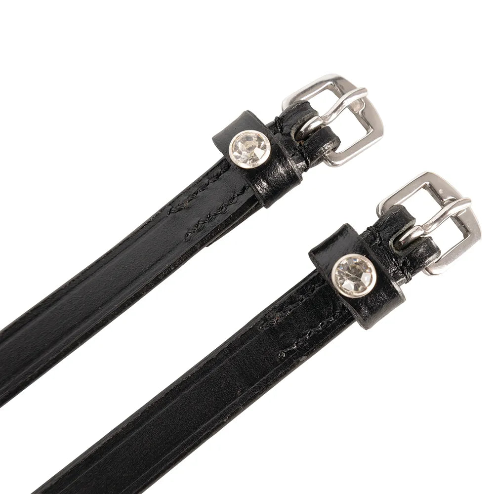 Hy Equestrian Children's Diamante Stud Spur Straps #colour_black