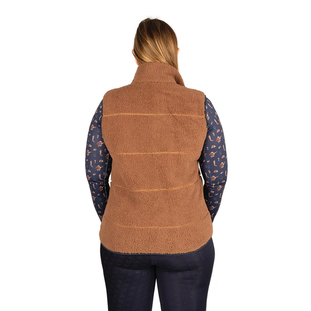 Hy Equestrian Elevate Style Teddy Fleece Gilet #colour_brown