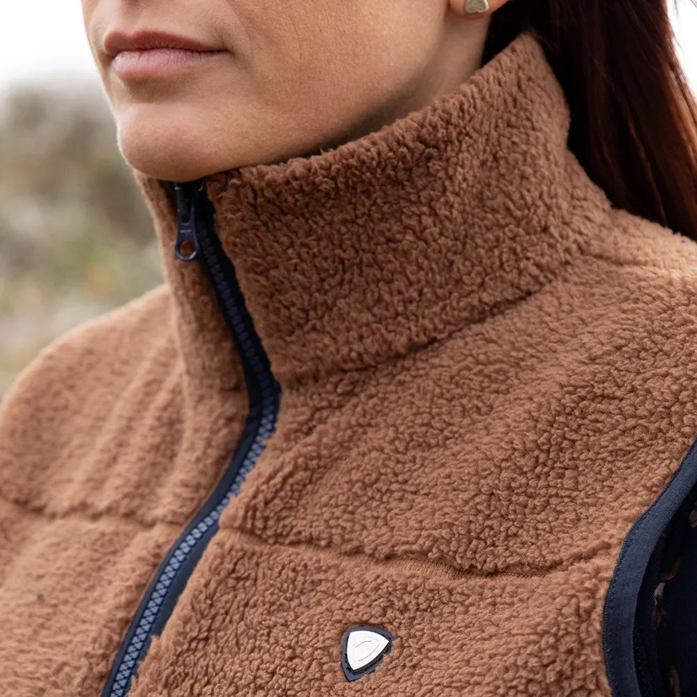 Hy Equestrian Elevate Style Teddy Fleece Gilet #colour_brown