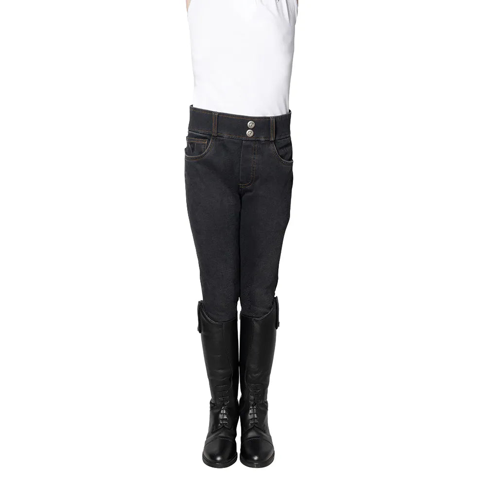 Hy Equestrian Elevate Mizs Style Denim Breeches #colour_black